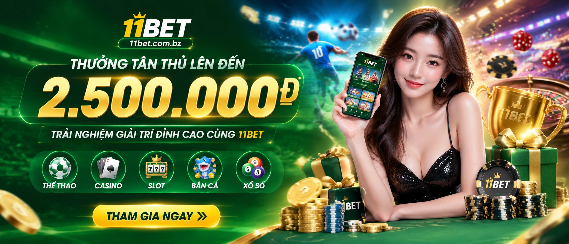 Banner 11bet Việt Nam cho baccarat và game bài