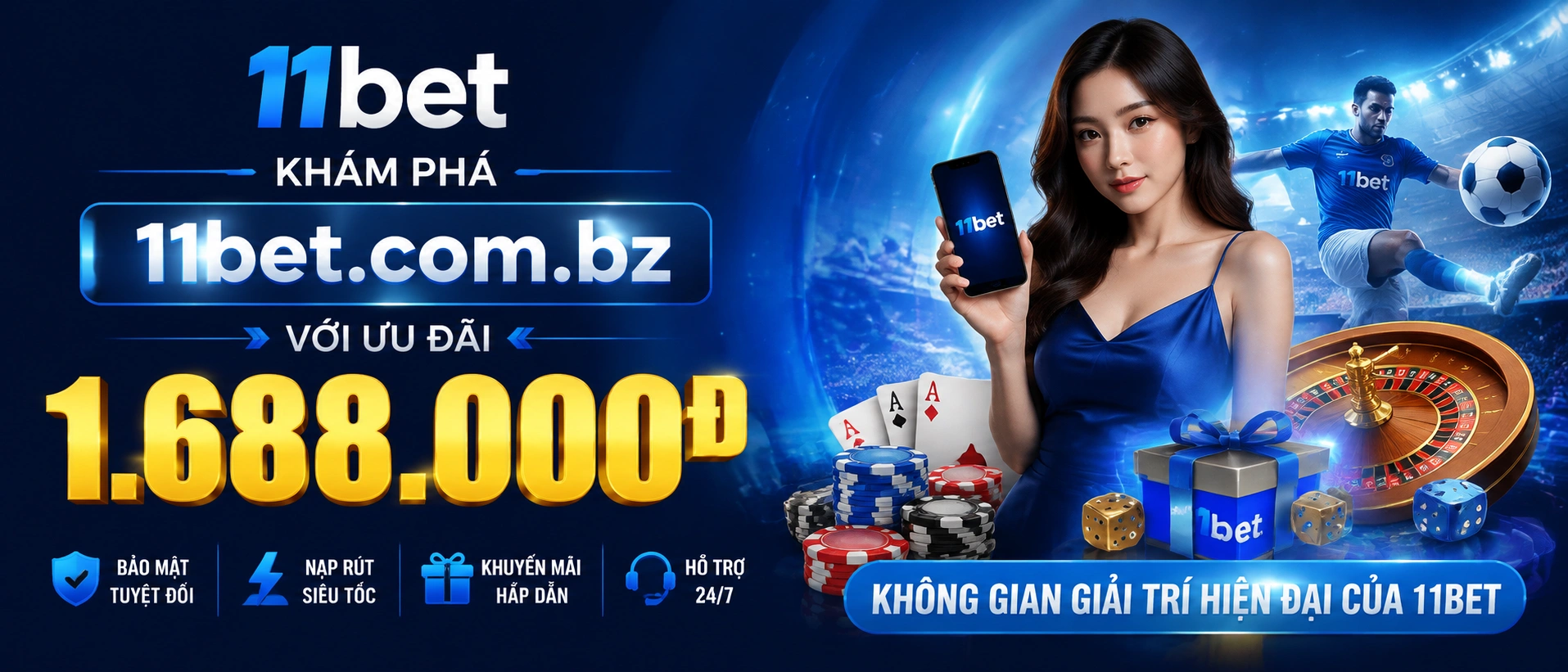 Banner 11bet trên giao diện thương hiệu
